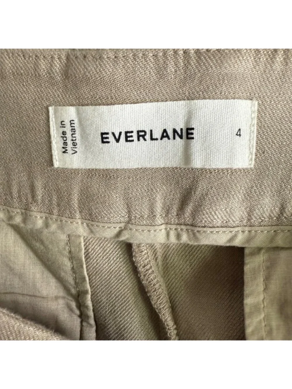 Everlane The Wide-Leg Pant in Stretch Linen Trench Coat Khaki Trousers Size 4